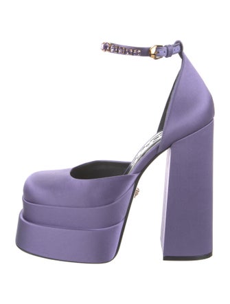 Versace Satin Crystal Embellishments D'Orsay Pumps