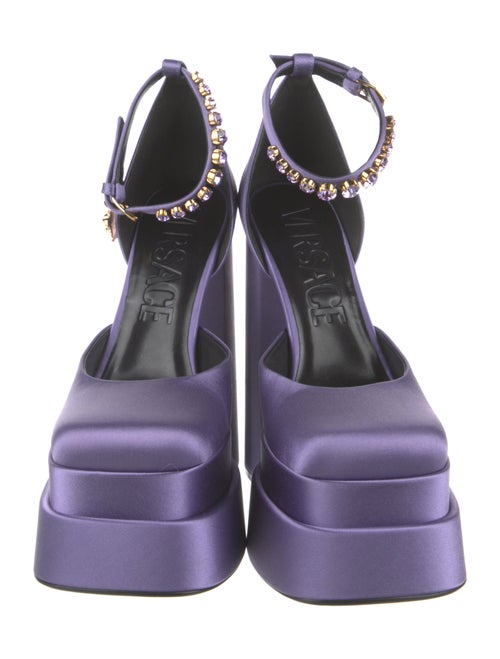 Versace Satin Crystal Embellishments D'Orsay Pumps