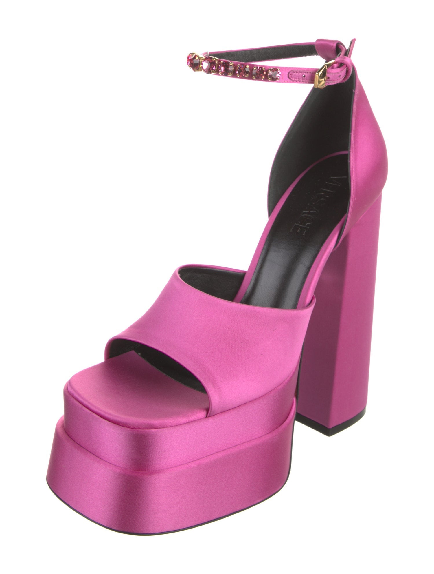 Versace Satin Crystal Embellishments Sandals