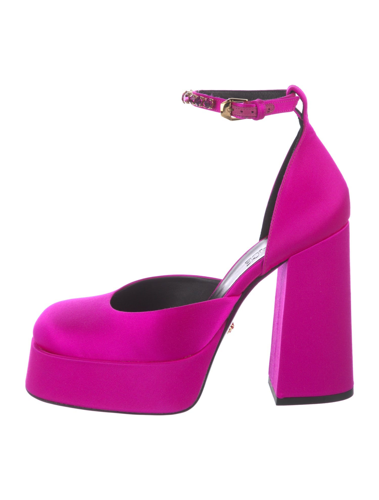 Versace Satin Crystal Embellishments D'Orsay Pumps