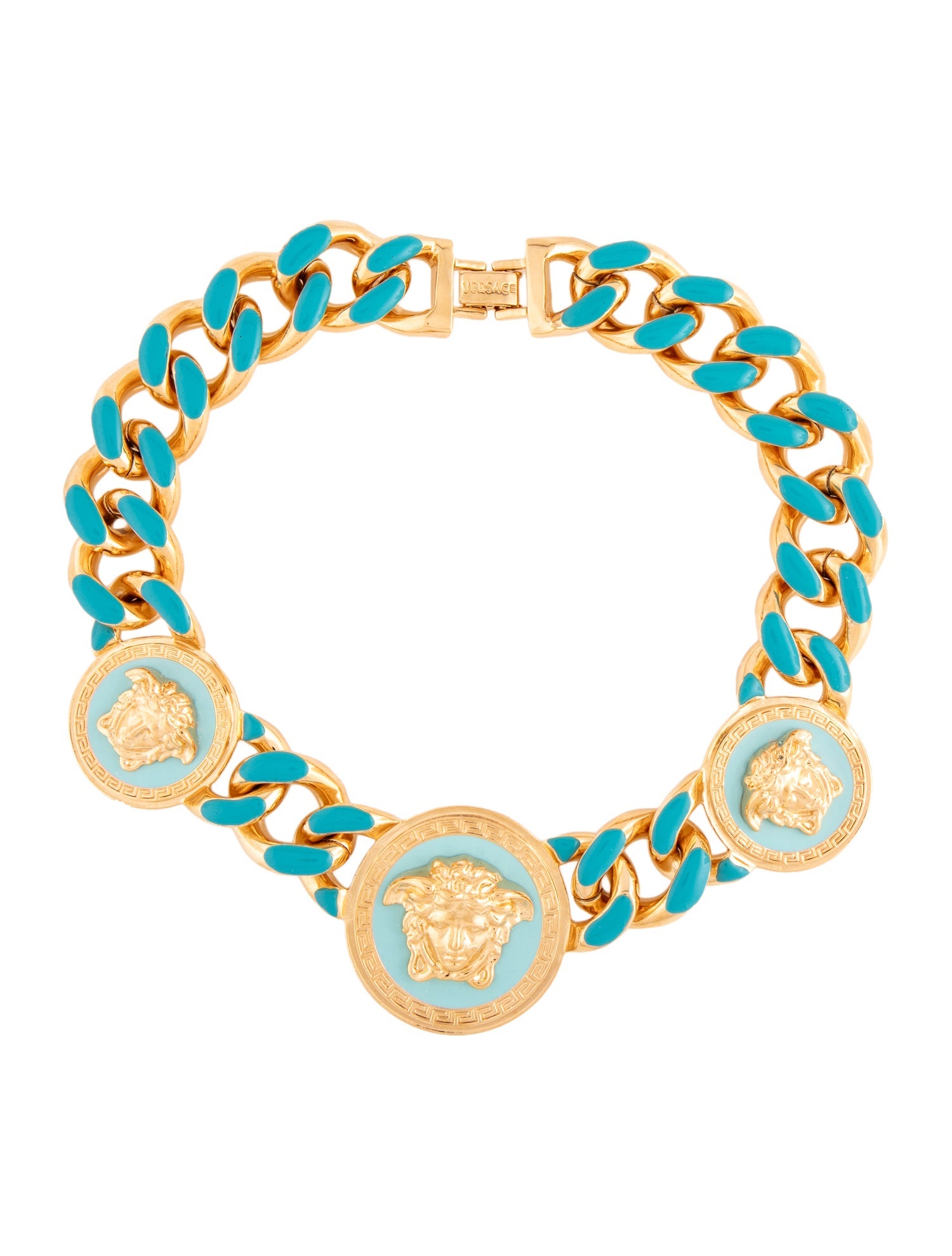 Versace Enamel Medusa Chain Necklace