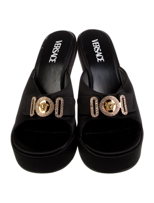 Versace Satin Crystal Embellishments Slides