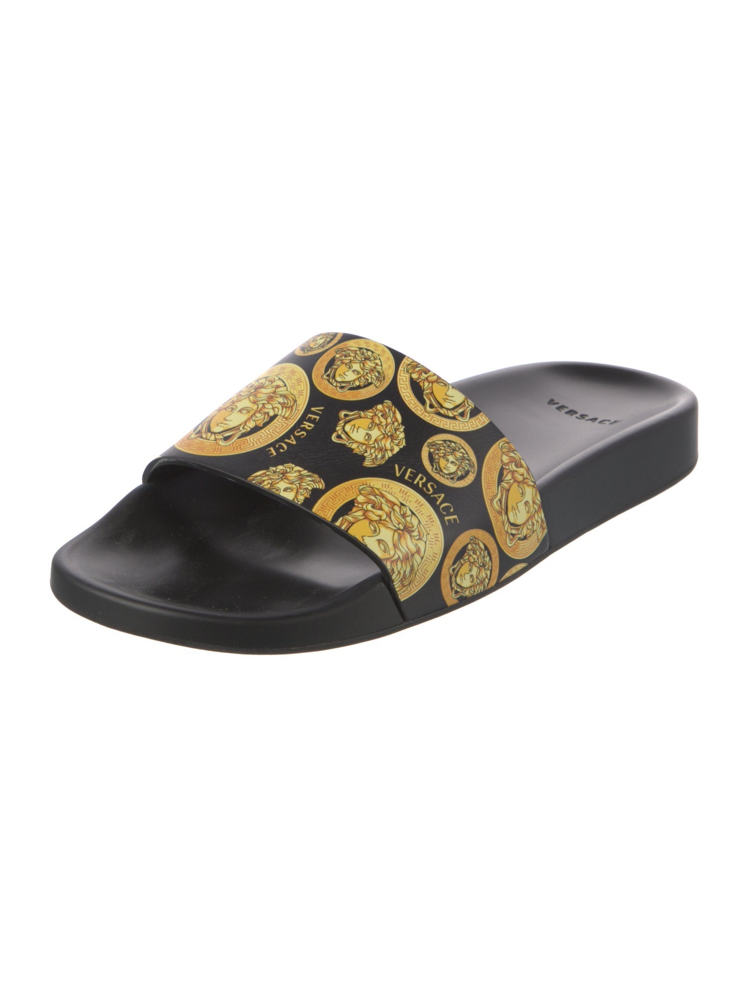 Versace Medusa Insignia Leather Slides