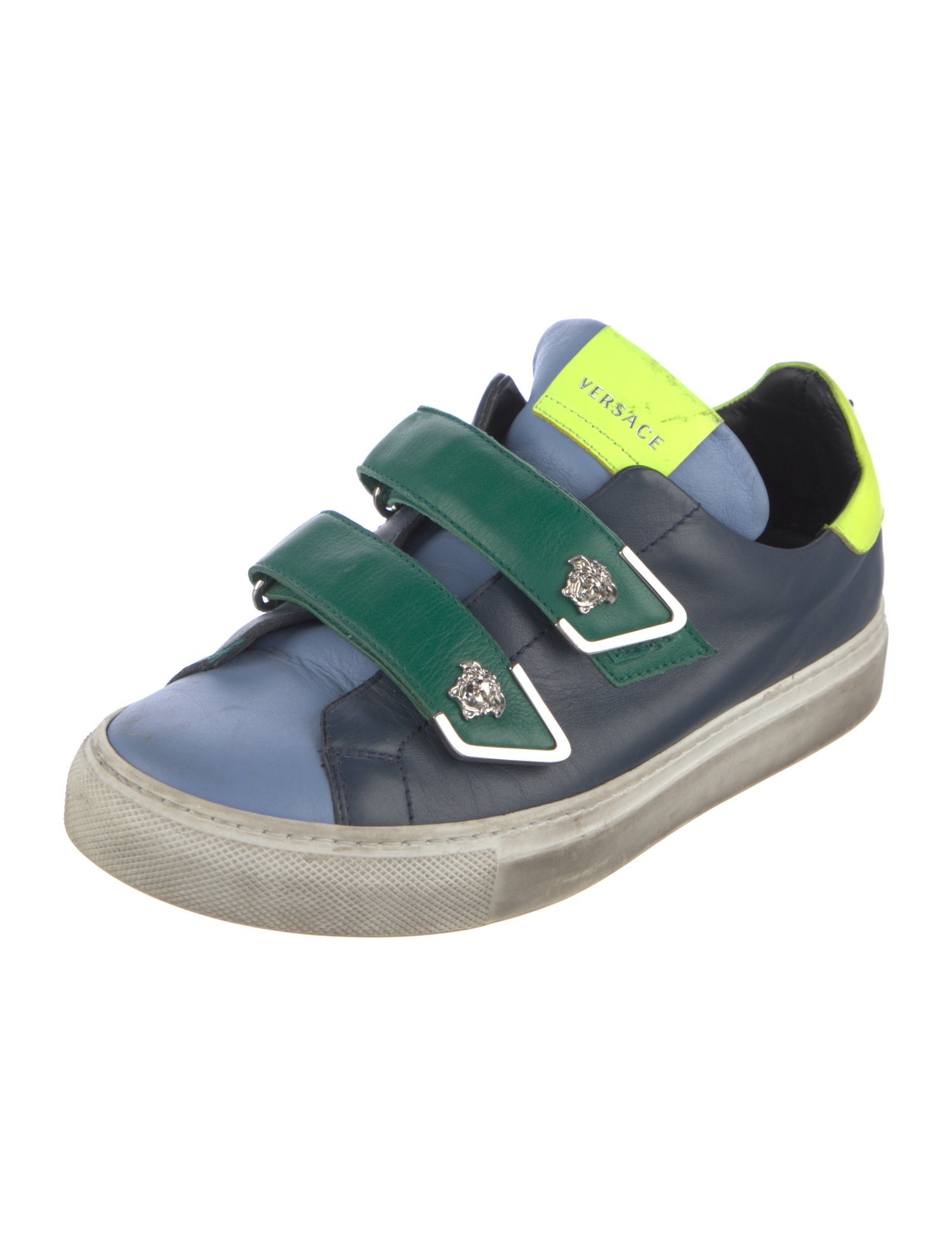 Versace Leather Colorblock Pattern Sneakers