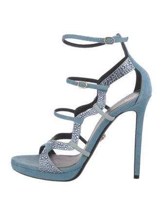 Versace Suede Crystal Embellishments Sandals