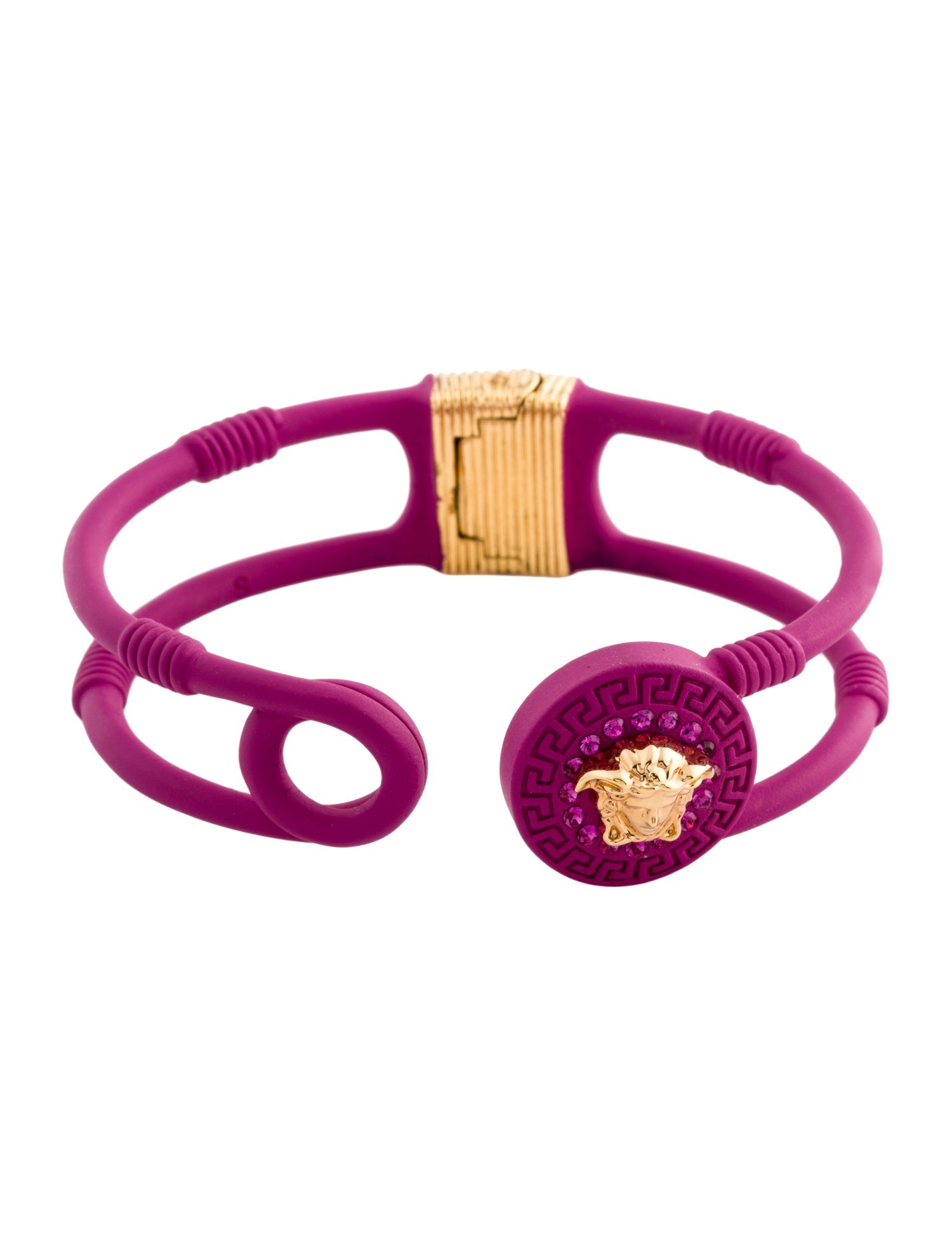 Versace Crystal Medusa Safety Pin Cuff Bracelet