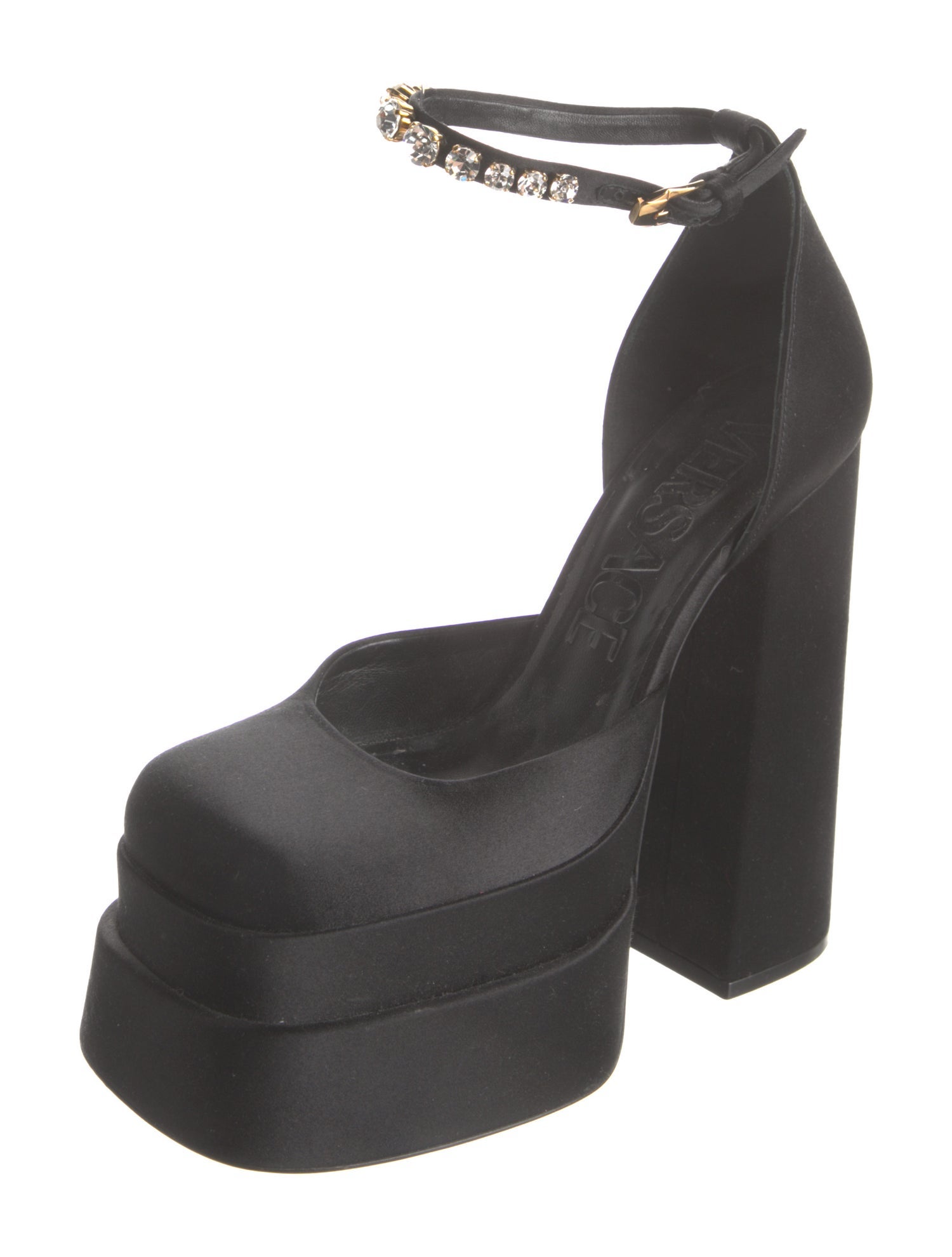 Versace Medusa Insignia Satin D'Orsay Pumps
