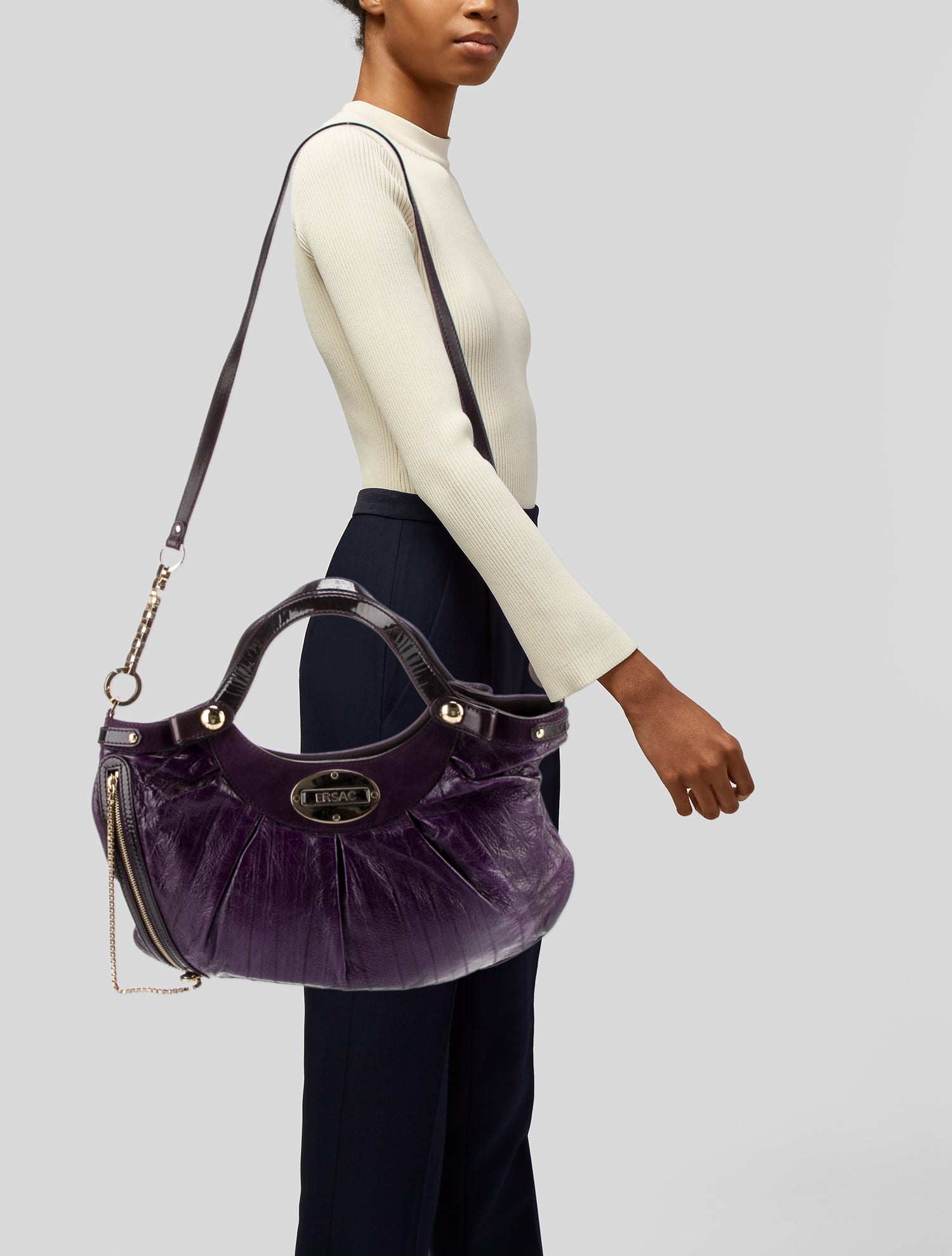 Versace Leather Top Handle Bag