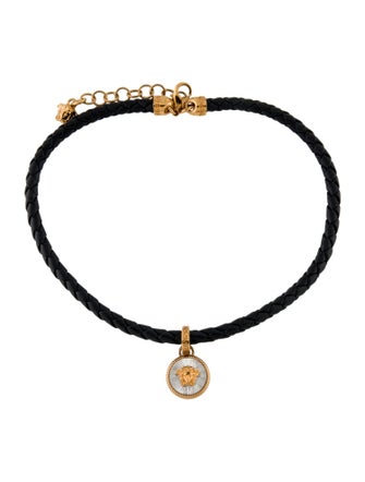Versace Leather Collar Pendant Necklace