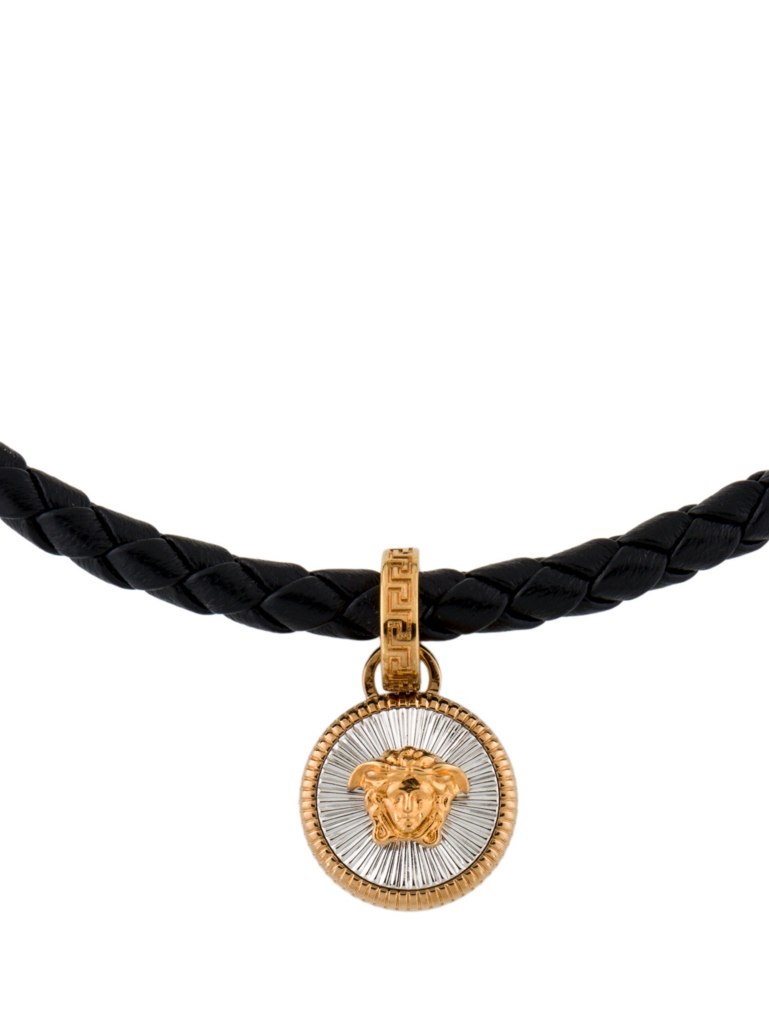 Versace Leather Collar Pendant Necklace