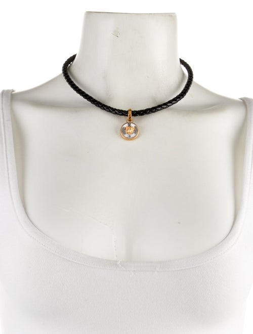 Versace Leather Collar Pendant Necklace