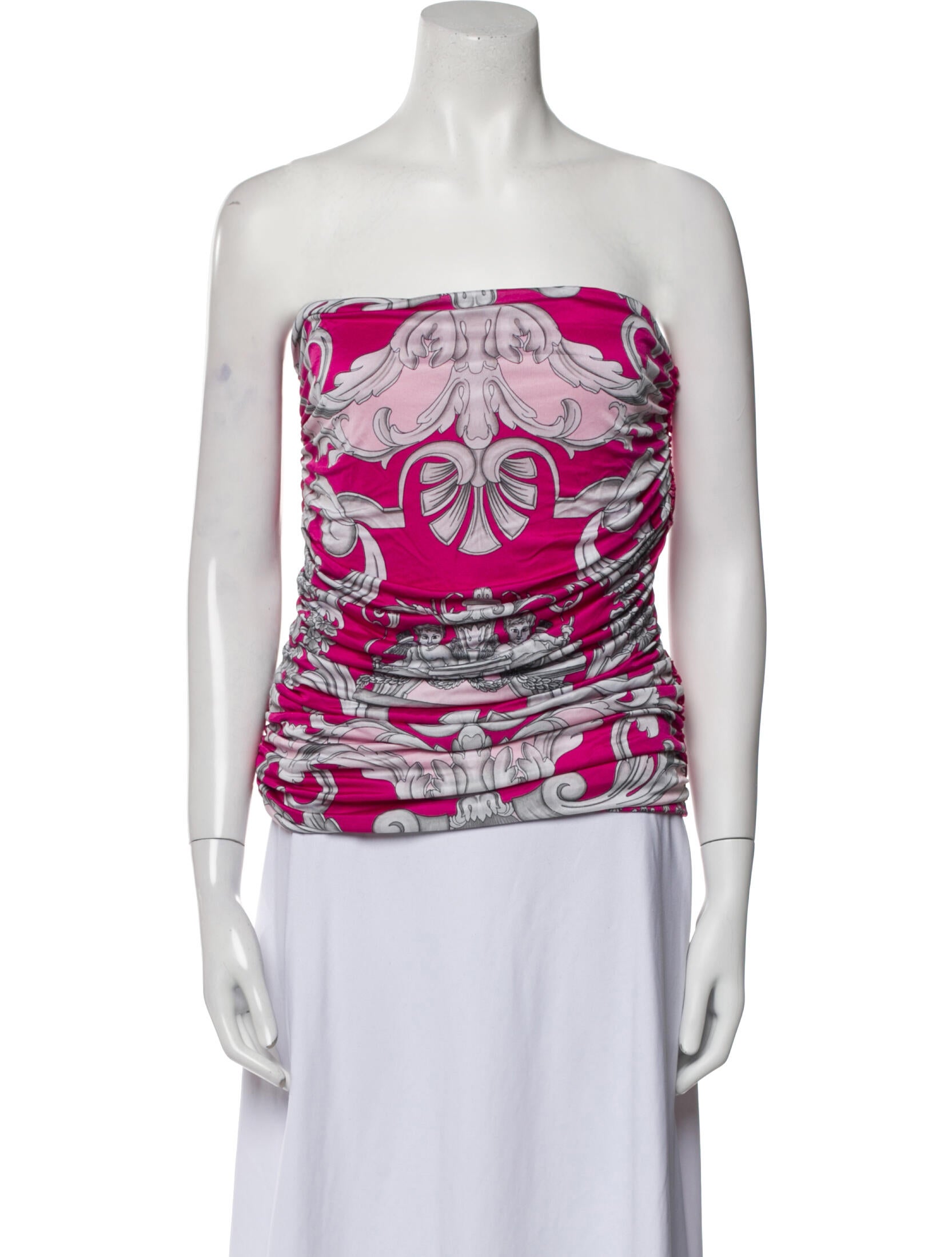 Versace Printed Strapless Top