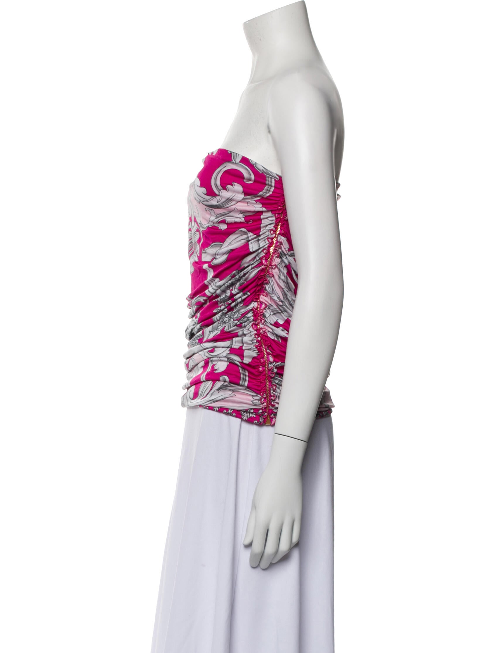 Versace Printed Strapless Top