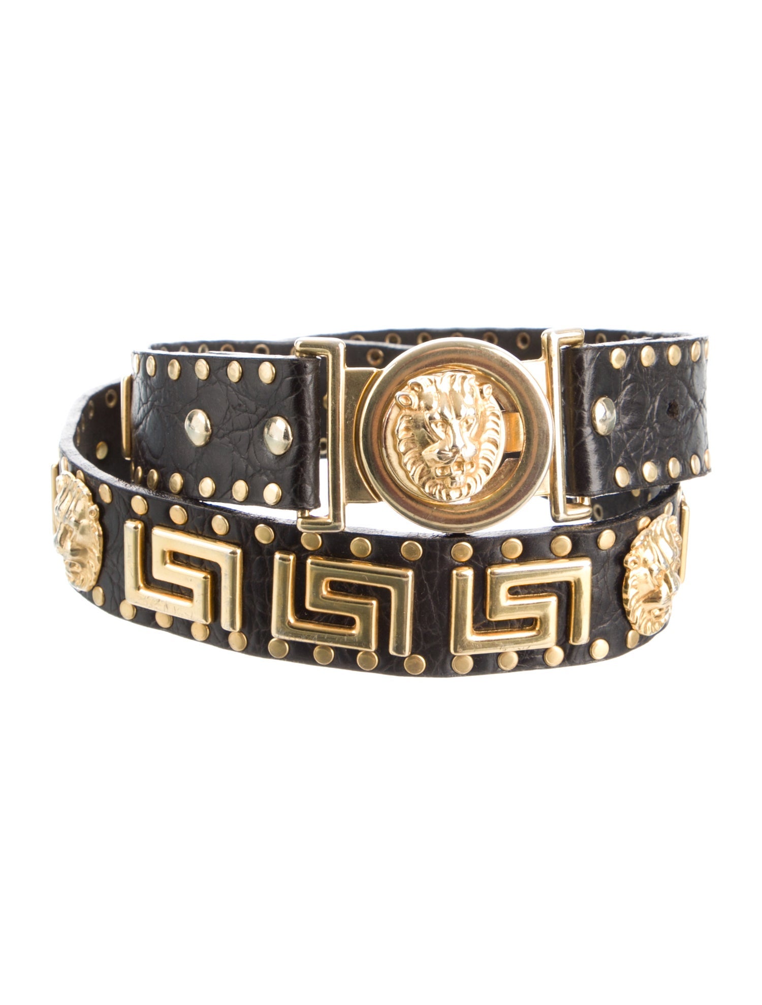 Versace Leather Studded Accents Belt