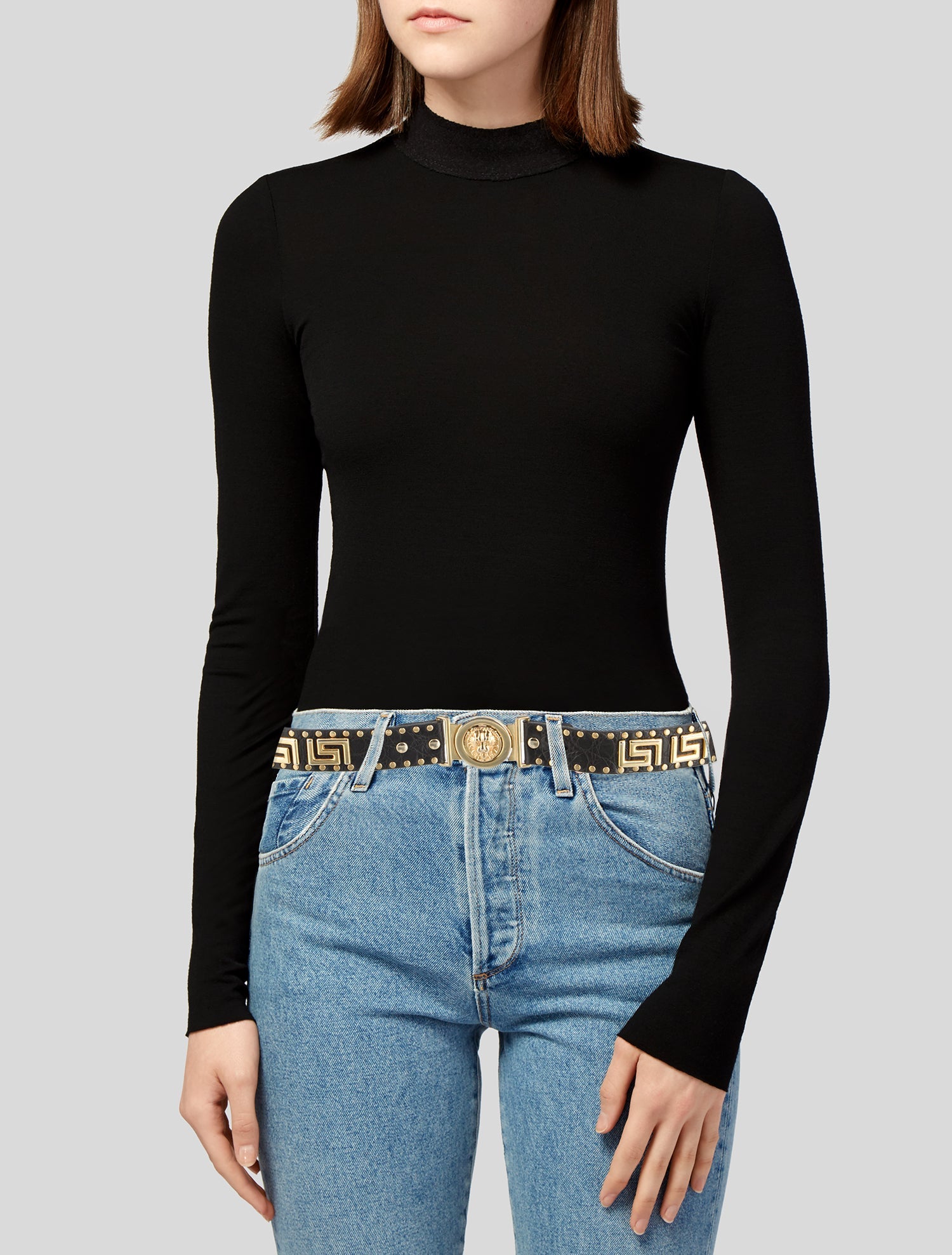 Versace Leather Studded Accents Belt