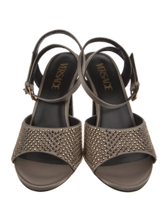 Versace Satin Crystal Embellishments Sandals