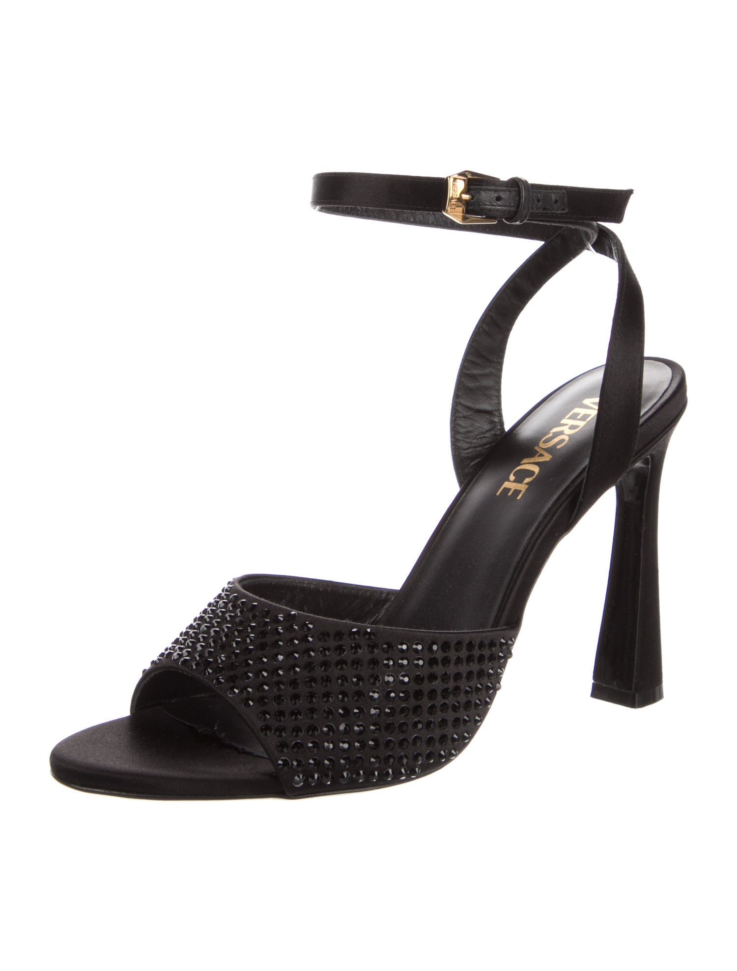 Versace Satin Beaded Accents Slingback Sandals w/ Tags