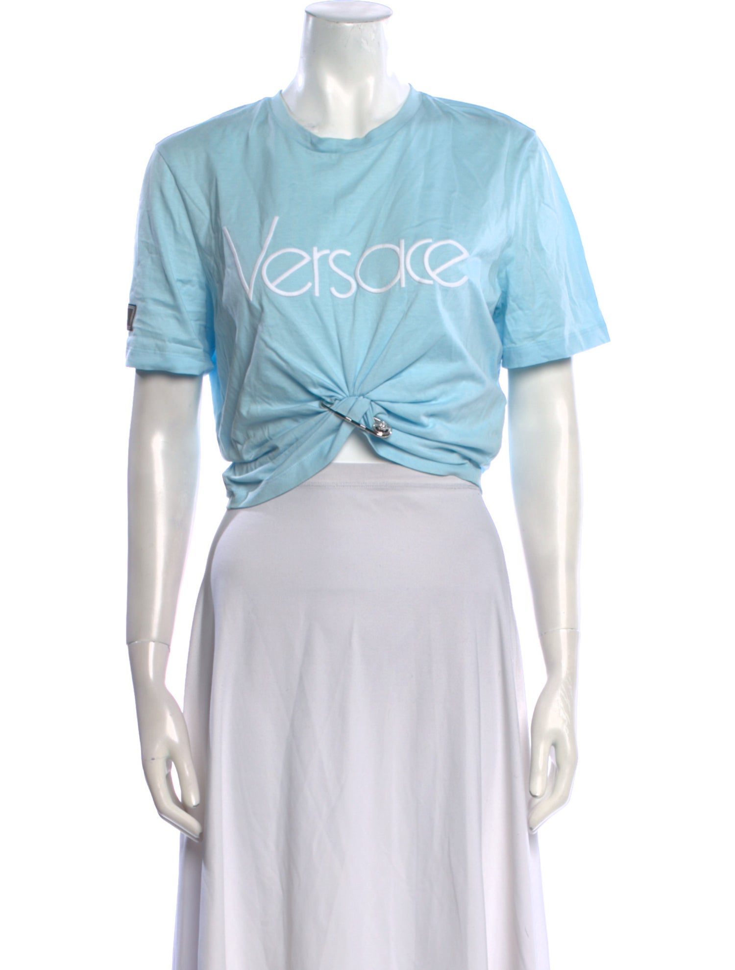 Versace Graphic Print Crew Neck Crop Top