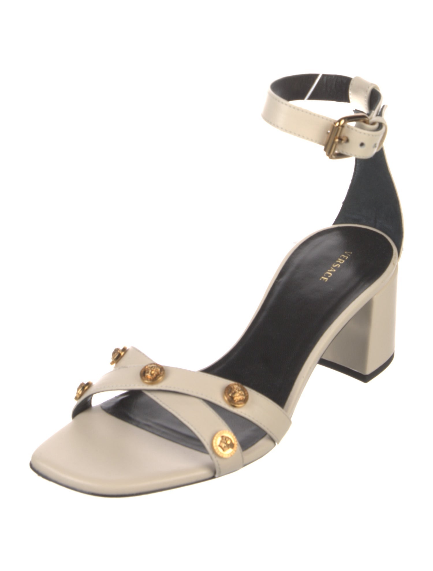 Versace Leather Studded Accents Sandals