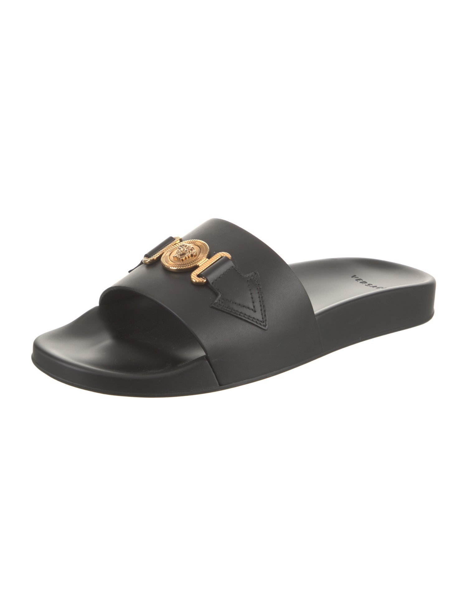 Versace Medusa Insignia Leather Slides