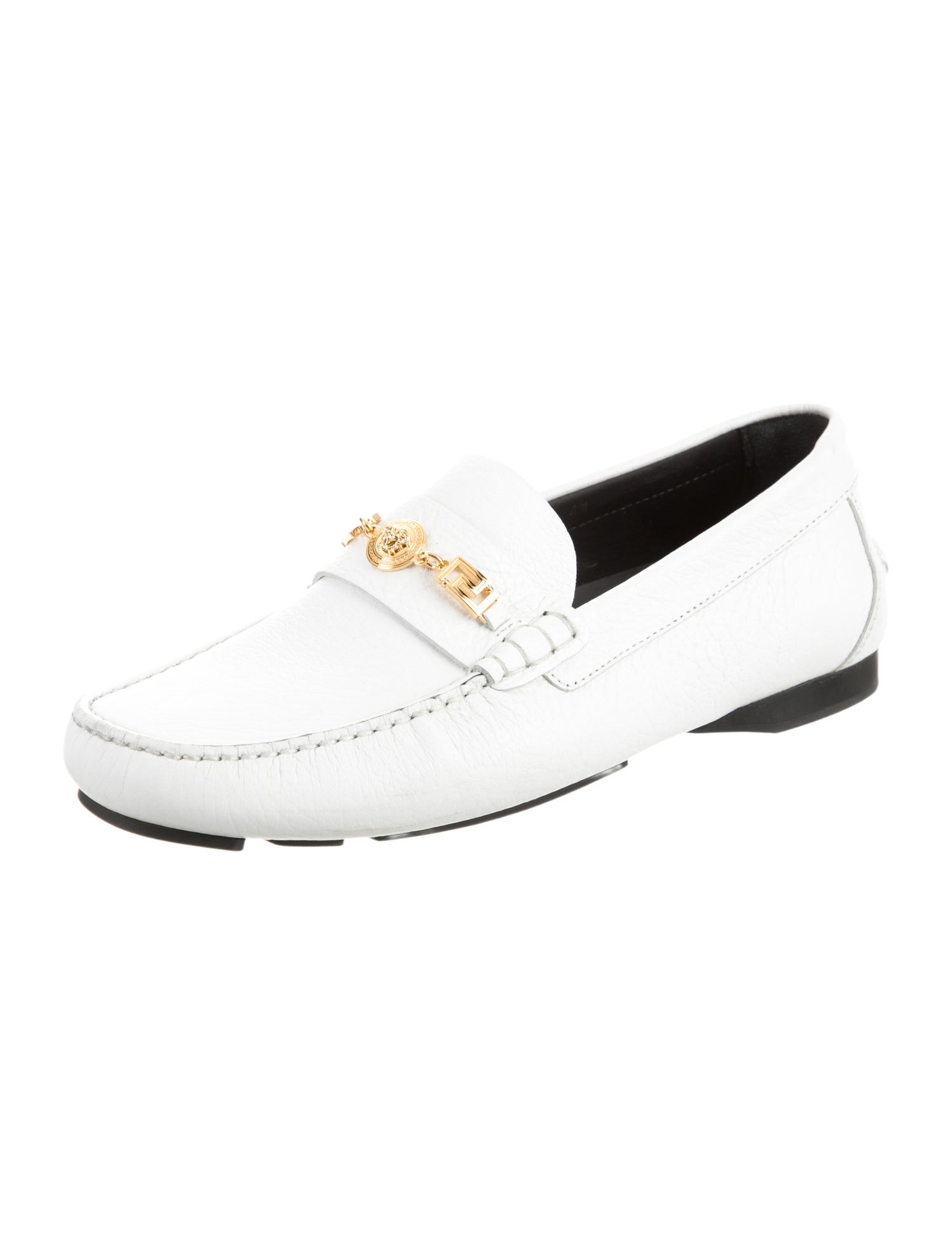 Versace Chain-Link Accent Leather Drivers