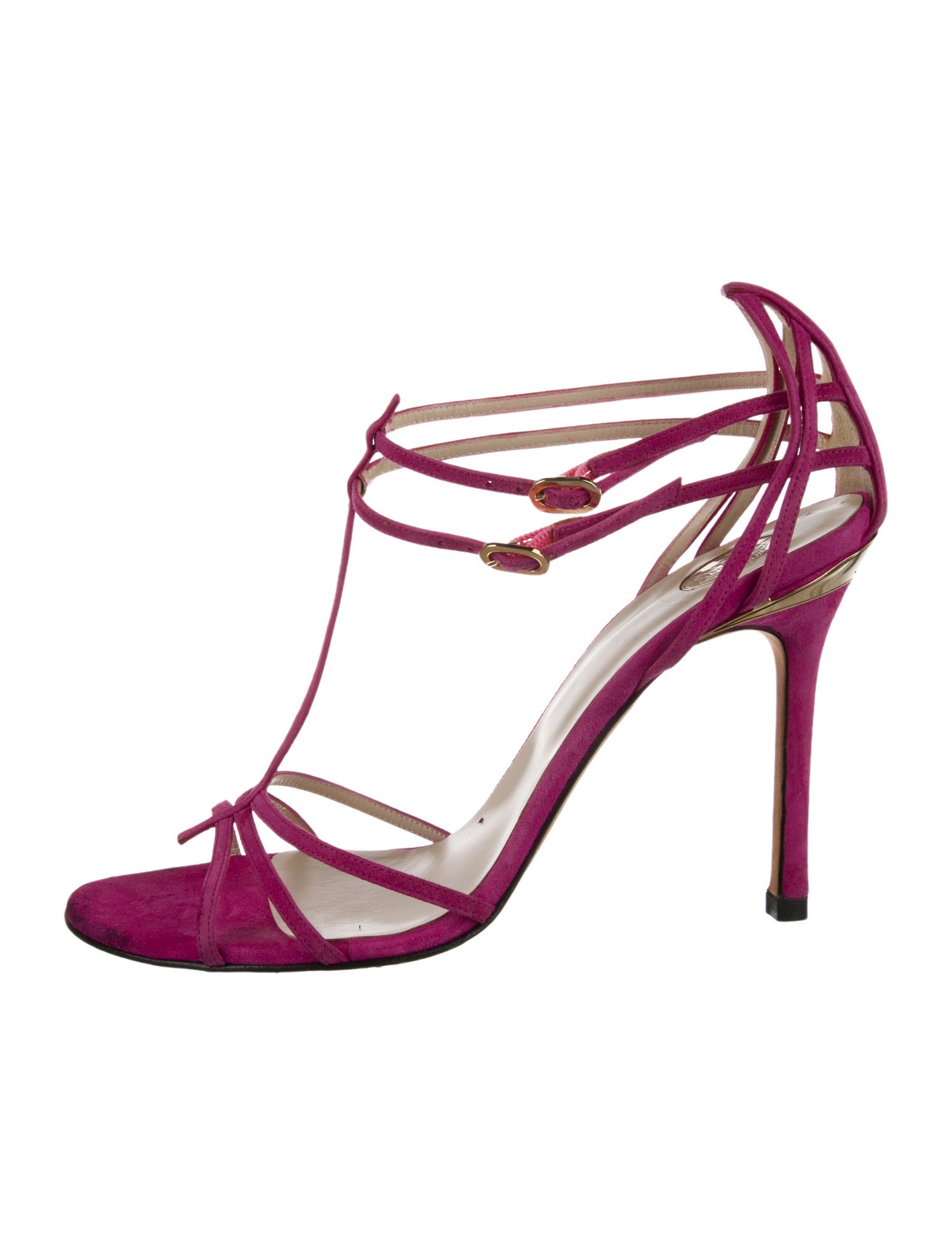 Versace Suede T-Strap Sandals