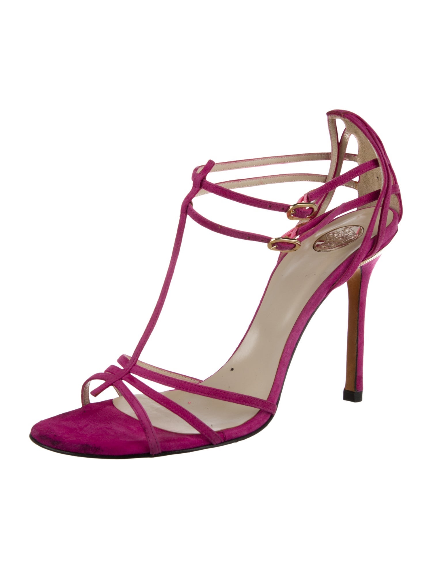 Versace Suede T-Strap Sandals