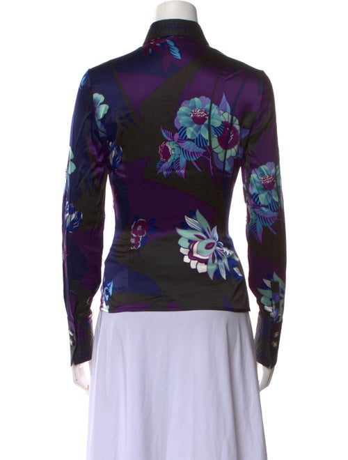 Versace Silk Printed Button-Up Top