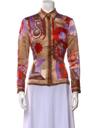Versace Silk Printed Button-Up Top