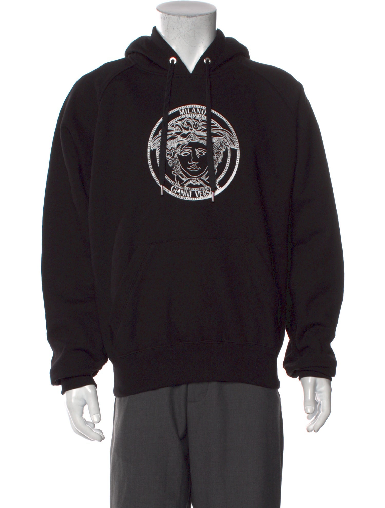 Versace Graphic Print V-Neck Hoodie