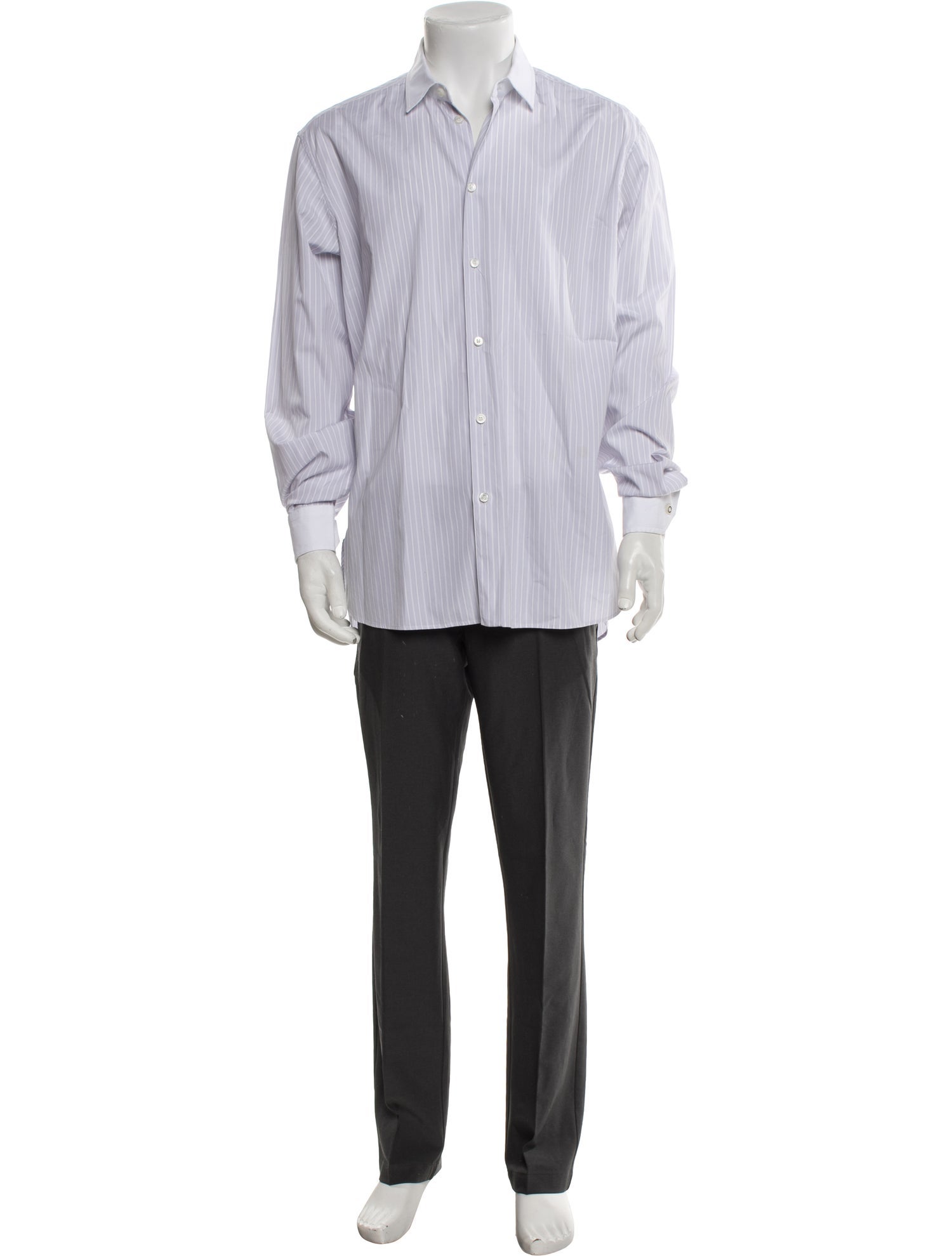 Versace Striped Long Sleeve Dress Shirt