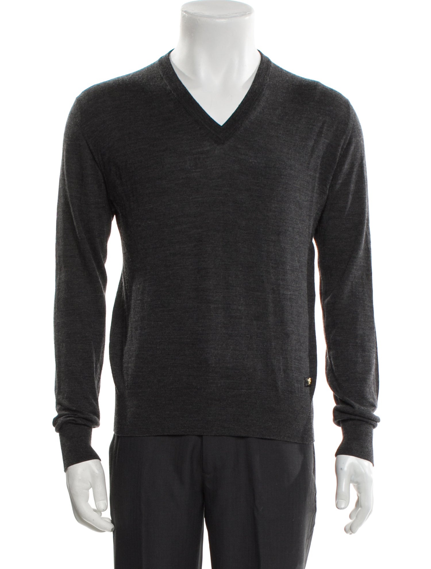 Versace Wool V-Neck Henley