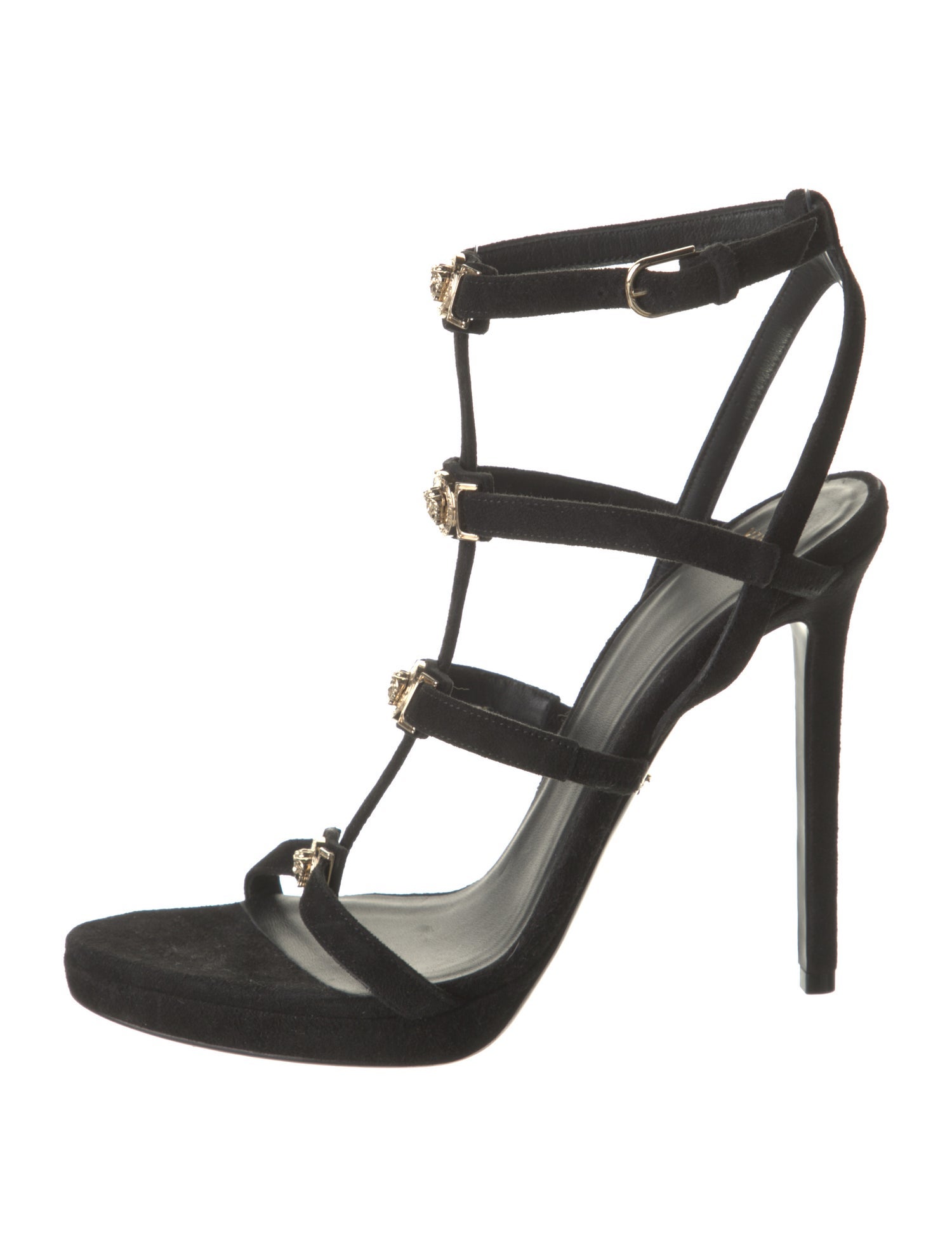 Versace Medusa Insignia Suede T-Strap Sandals
