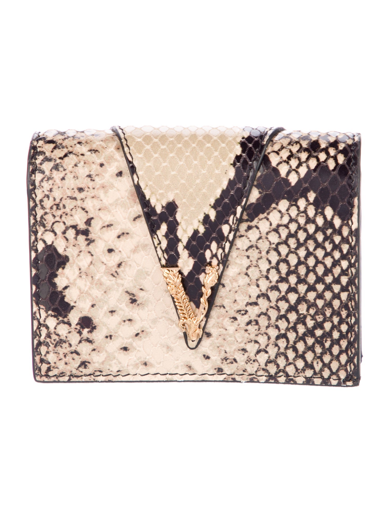Versace Snakeskin Animal Print Compact Wallet w/ Tags