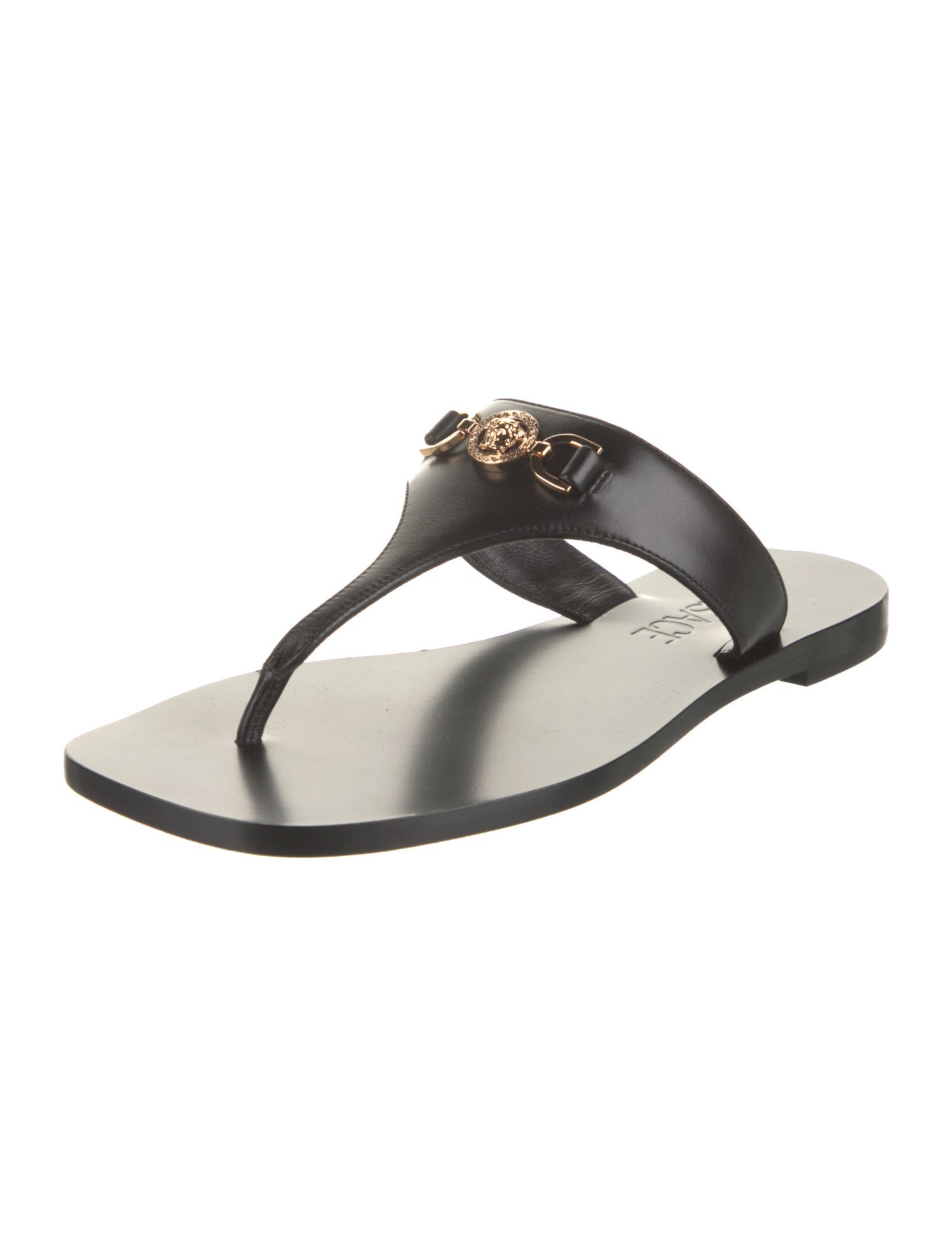 Versace Leather T-Strap Sandals