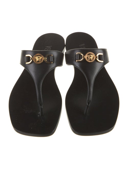 Versace Leather T-Strap Sandals