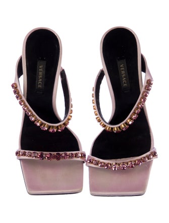 Versace Satin Crystal Embellishments Slides