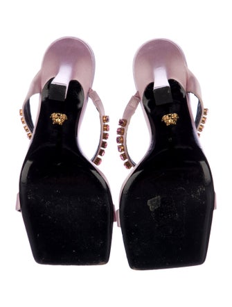 Versace Satin Crystal Embellishments Slides