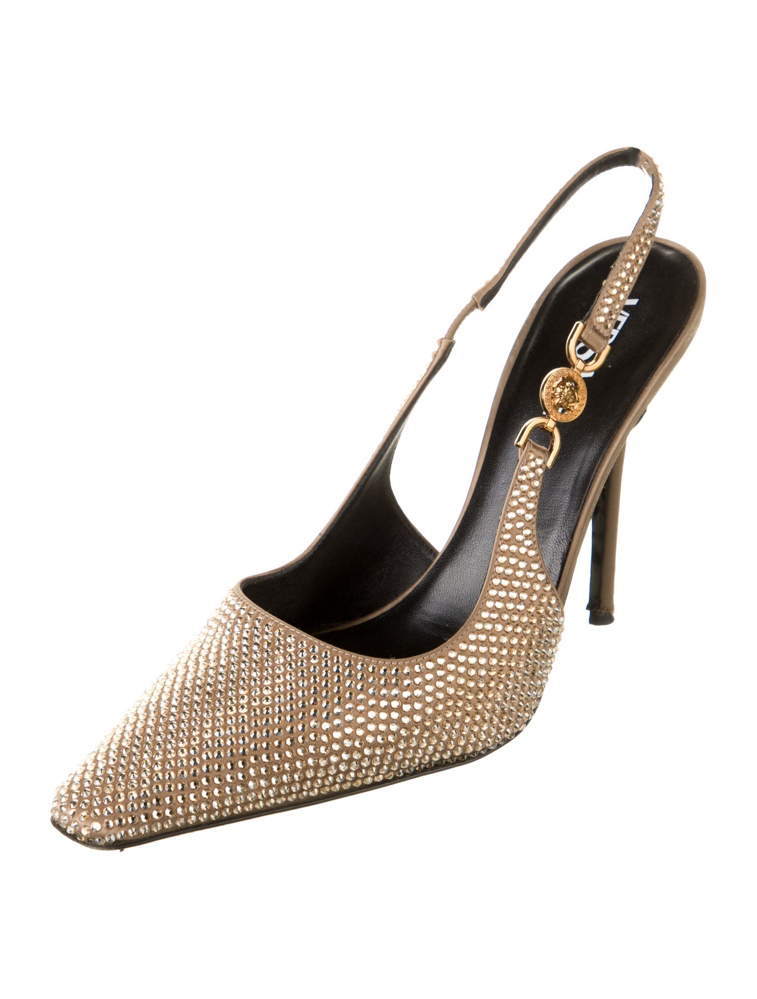 Versace Medusa Insignia Satin Slingback Pumps