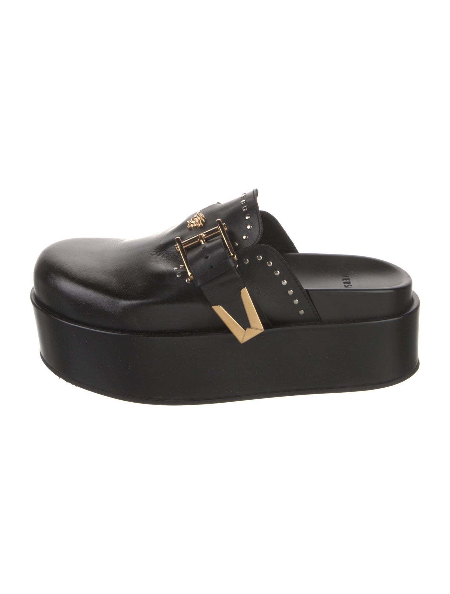 Versace Leather Studded Accents Mules