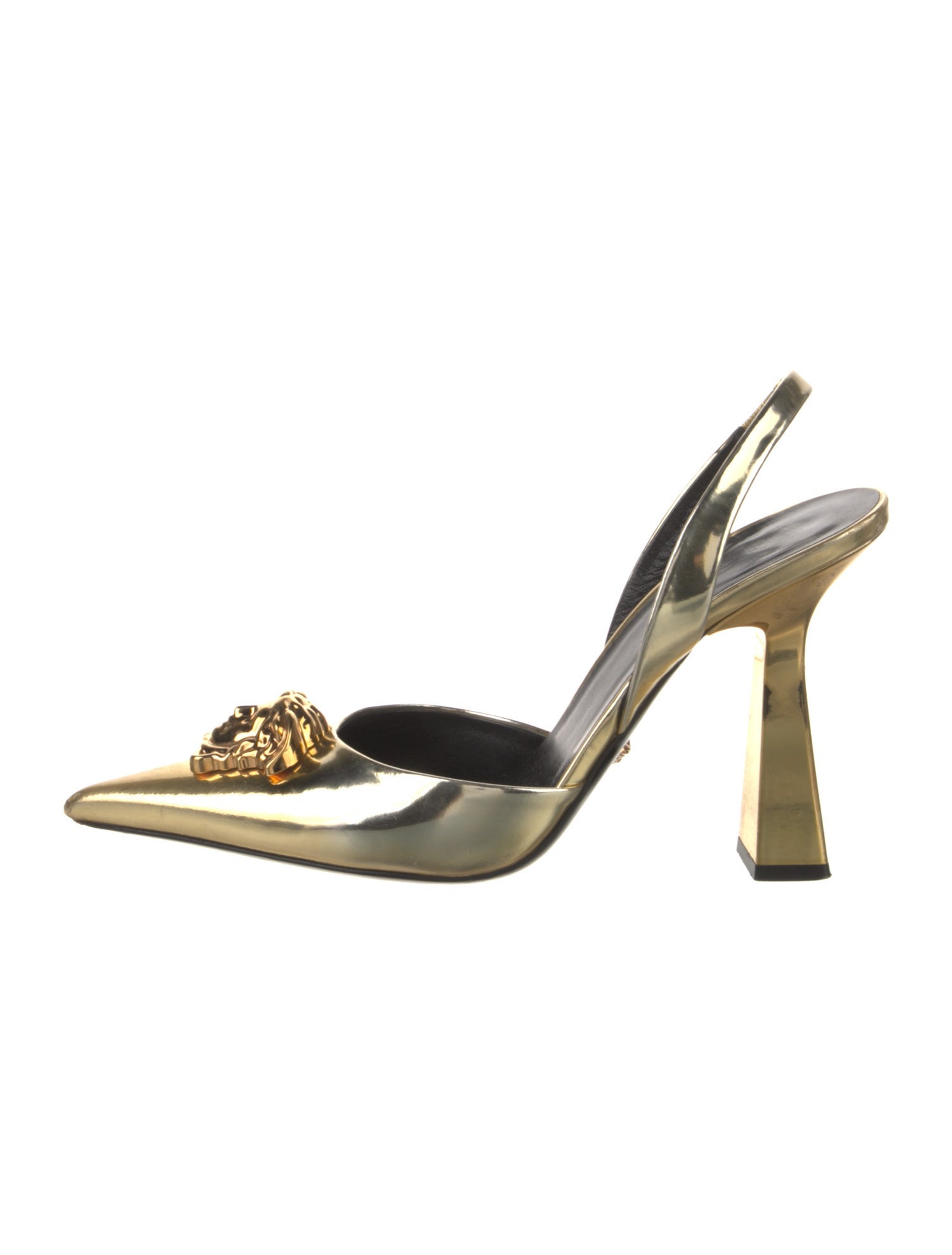 Versace Medusa Insignia Leather Slingback Pumps