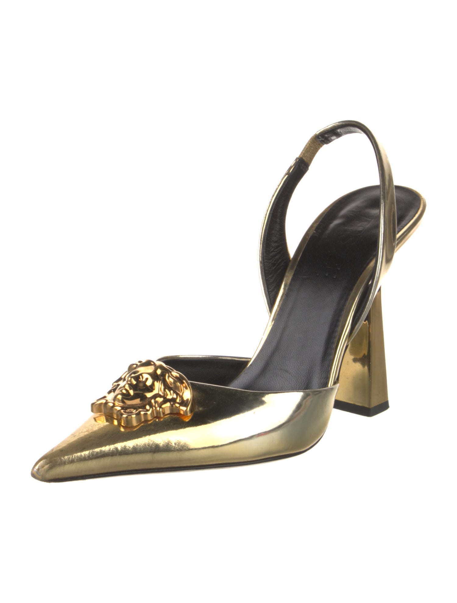 Versace Medusa Insignia Leather Slingback Pumps