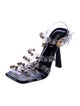Versace PVC Crystal Embellishments T-Strap Sandals
