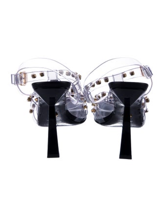 Versace PVC Crystal Embellishments T-Strap Sandals