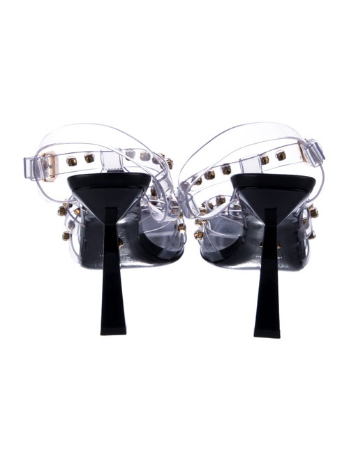 Versace PVC Crystal Embellishments T-Strap Sandals
