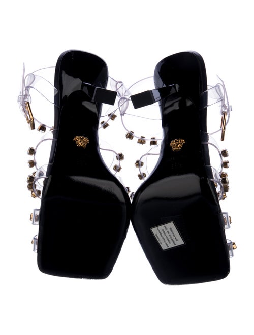 Versace PVC Crystal Embellishments T-Strap Sandals