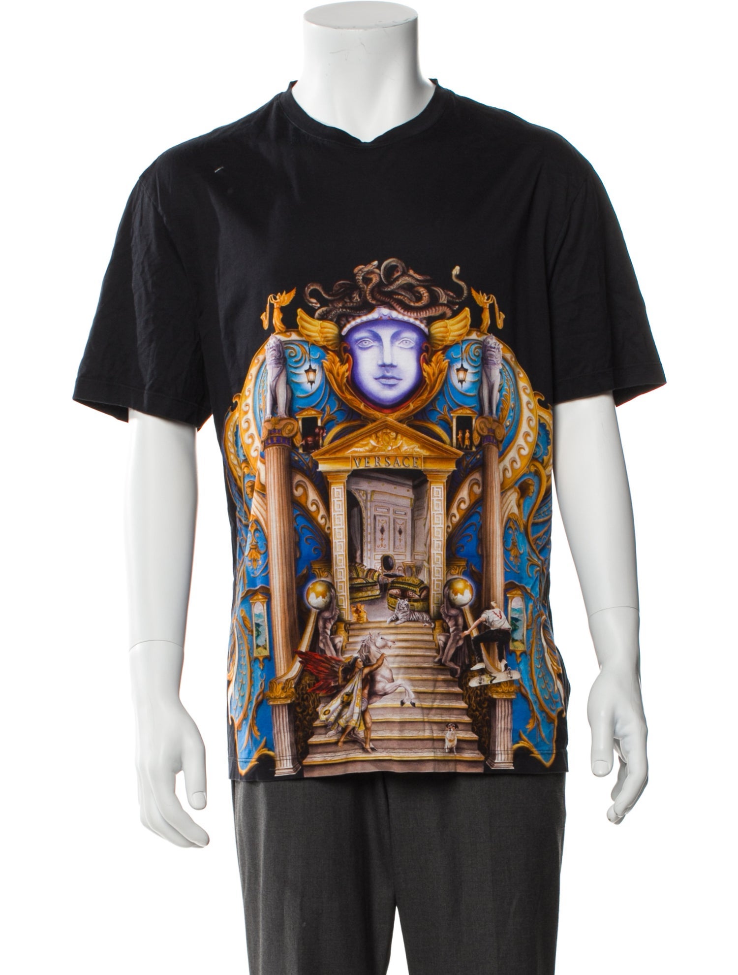 Versace Graphic Print V-Neck T-Shirt