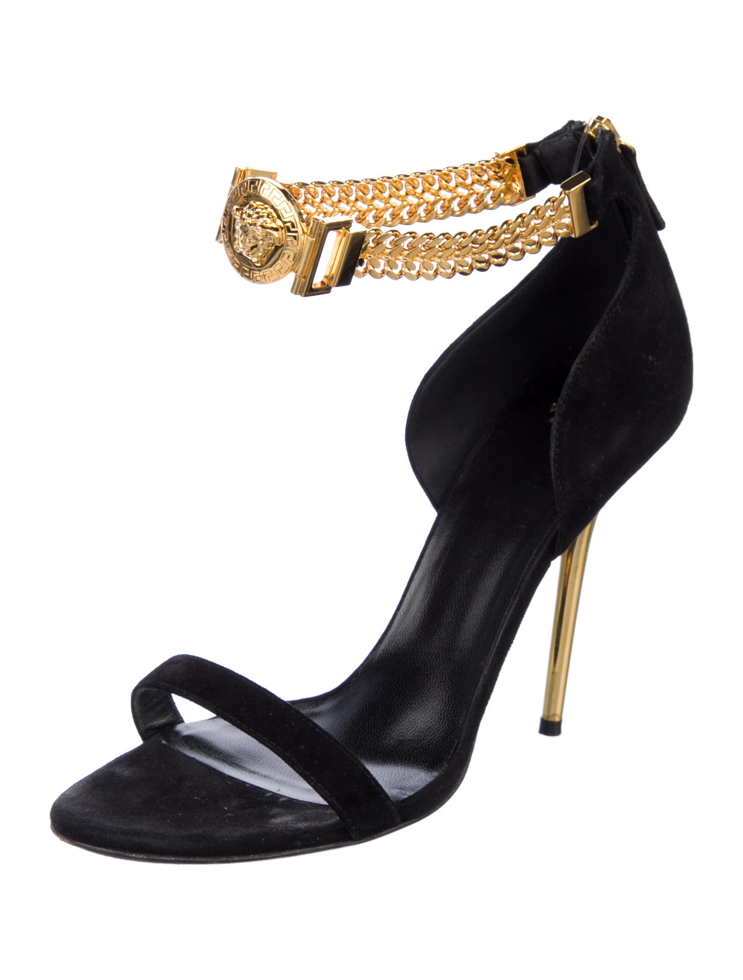 Versace Medusa Insignia Suede Sandals