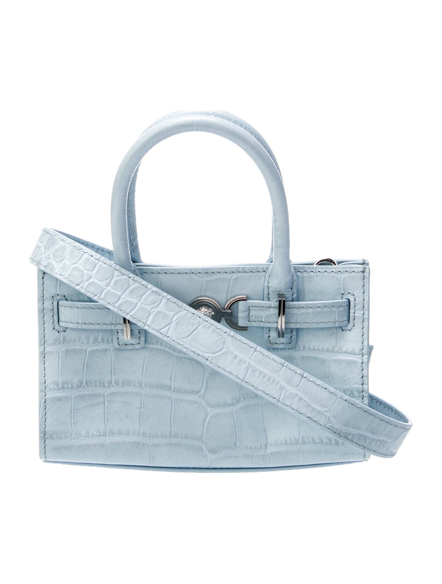 Versace Embossed Leather Top Handle Bag