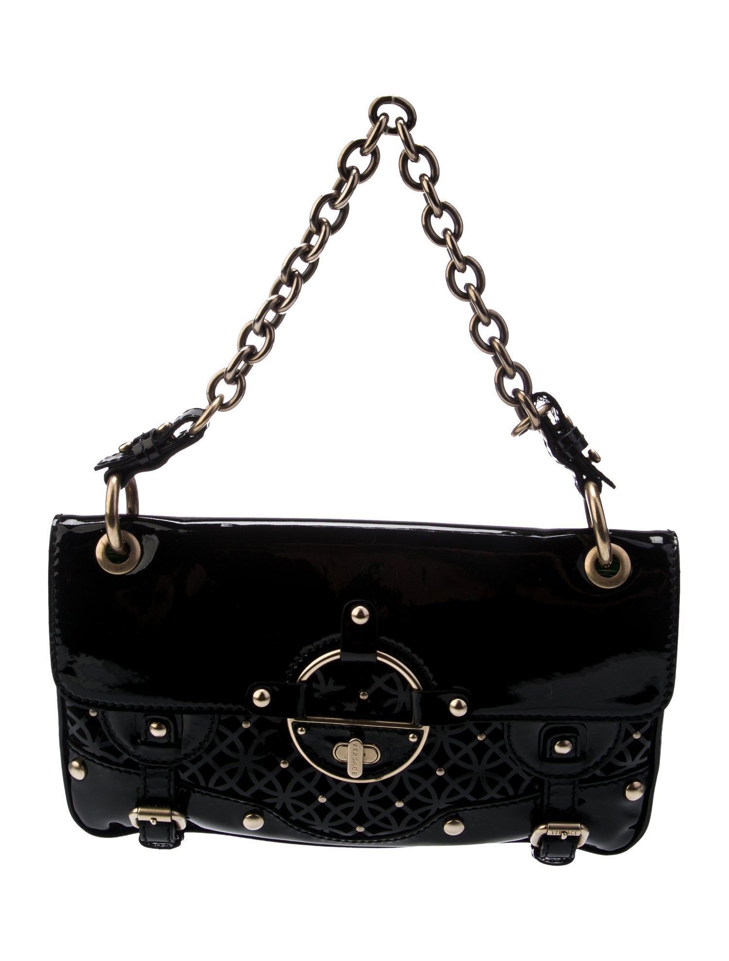 Versace Patent Leather Top Handle Bag